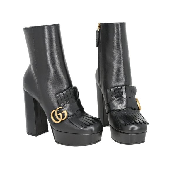 Gucci GG Marmont Fringe Leather Platform Boots